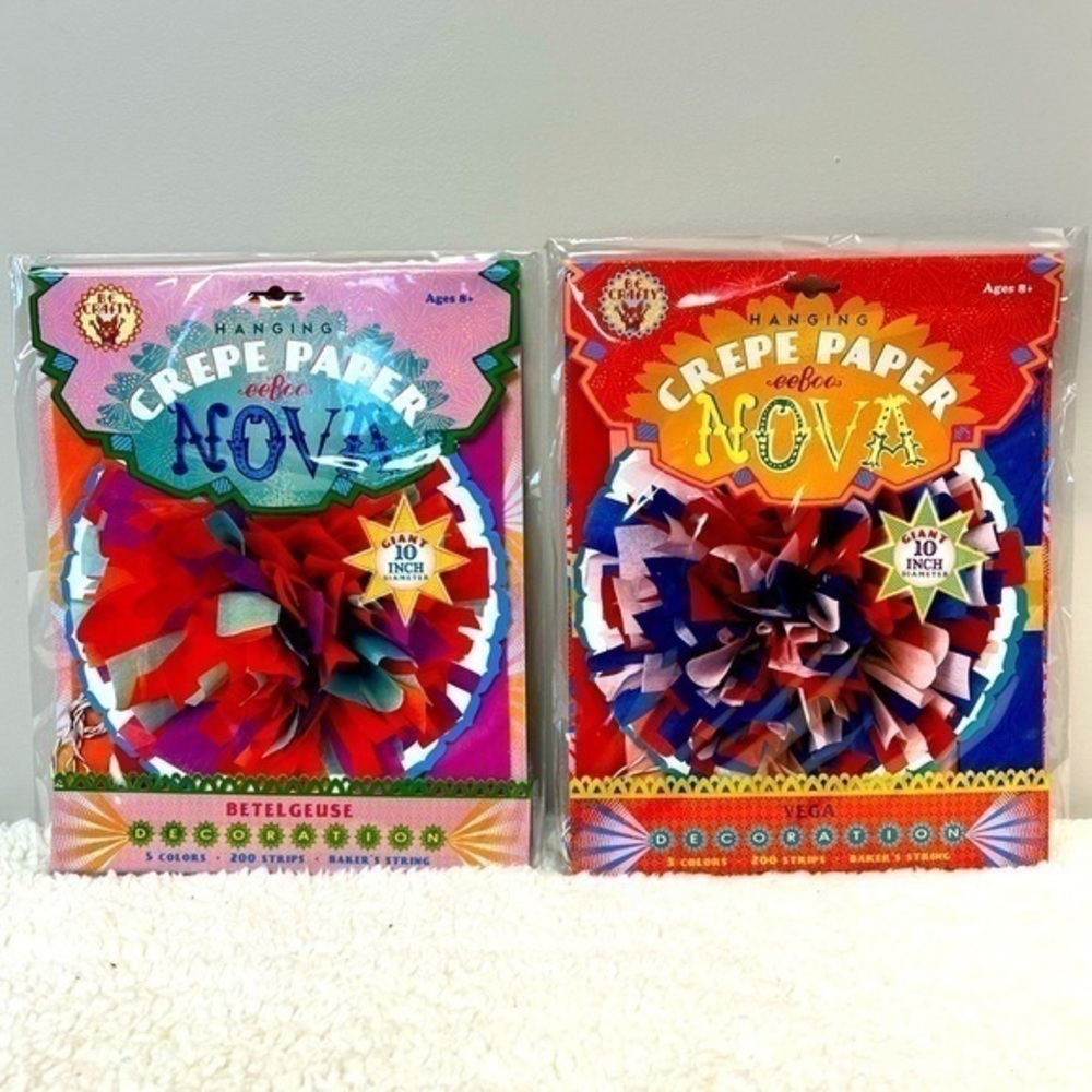 eeBoo Hanging Crepe Paper 10" Diameter Nova Decorations Set of 2 Each